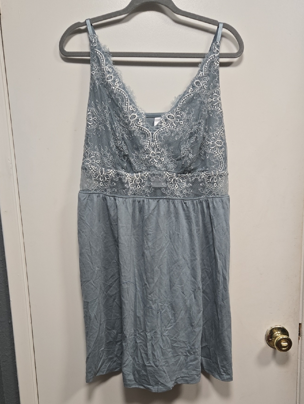 Cacique Light Blue Lace Trim Chemise Nightgown